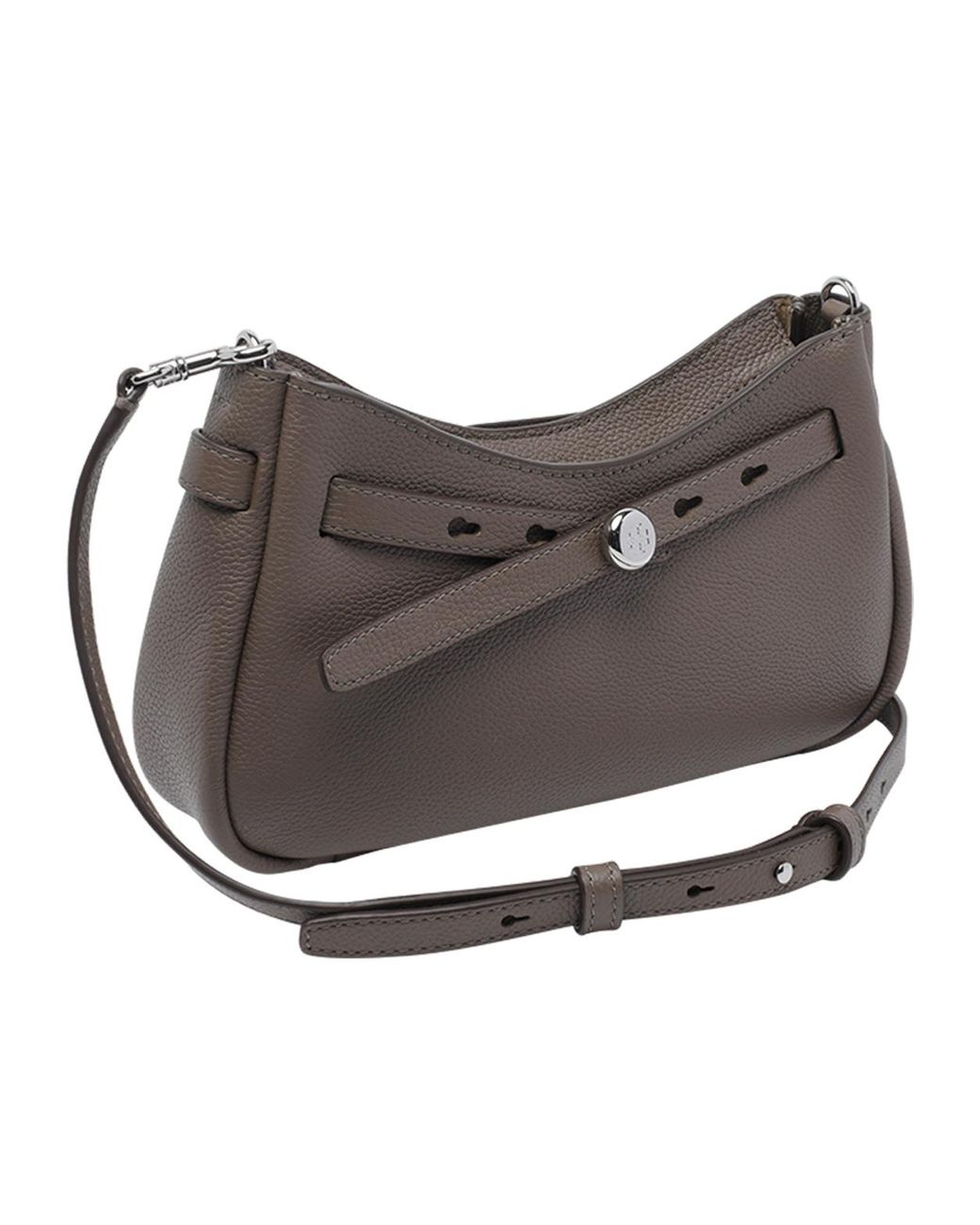 Tory Burch Gray Logo Plaque Zipped Shoulder Bag