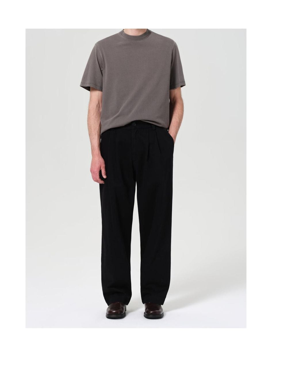 Agolde Black Pleated Wide-Leg Pants for men