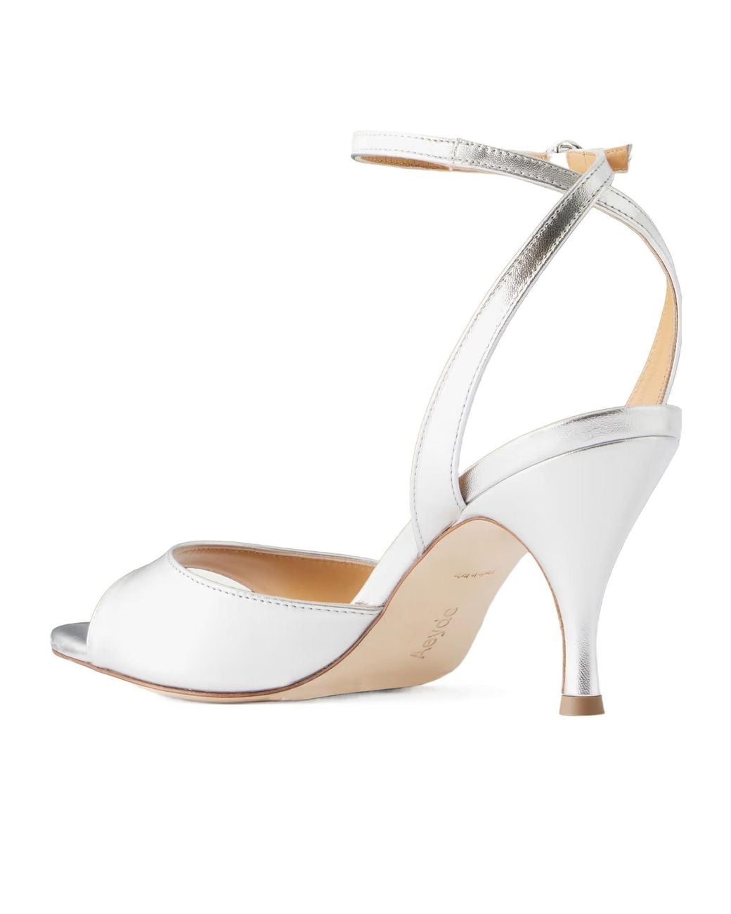 Aeyde White Jada 75 Metallic Leather Sandals
