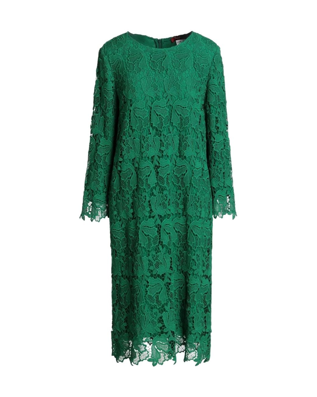 Max Mara Green Solid Color Lace Dress