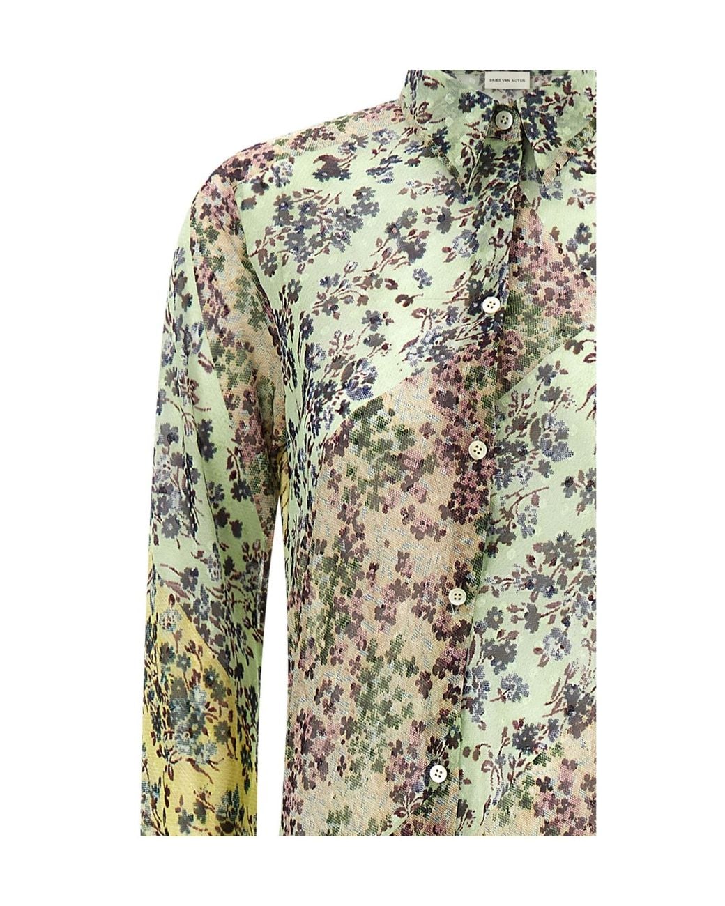Dries Van Noten Metallic Dalima Floral Shirt Dress