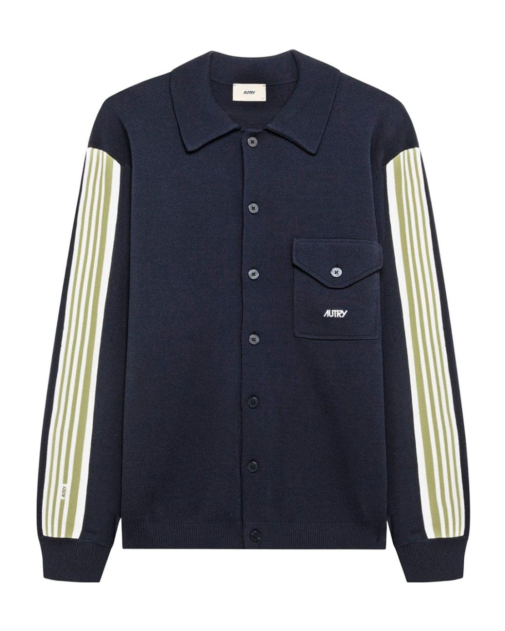 Autry Blue Striped Buttoned Knitted Jacket for men