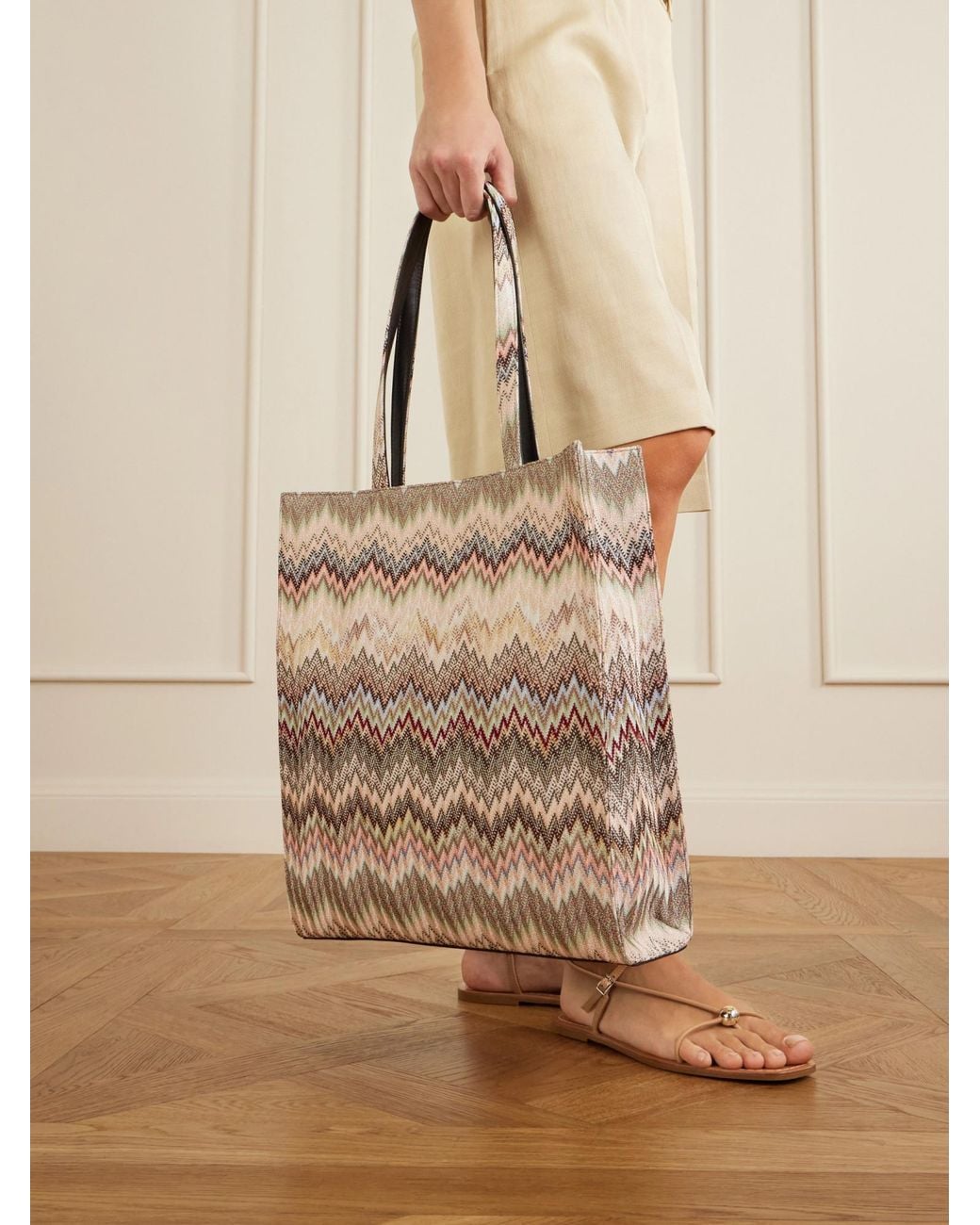 Missoni Natural Striped Woven Lurex Tote