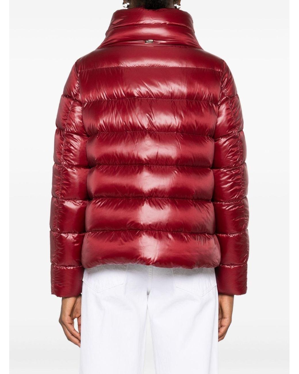 Herno Red Funnel Neck Quilted Padded Jacket