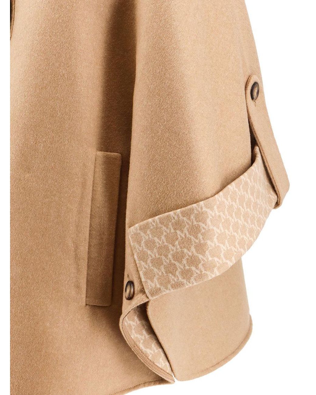 Max Mara Natural Marina Mock Neck Curved Hem Coat