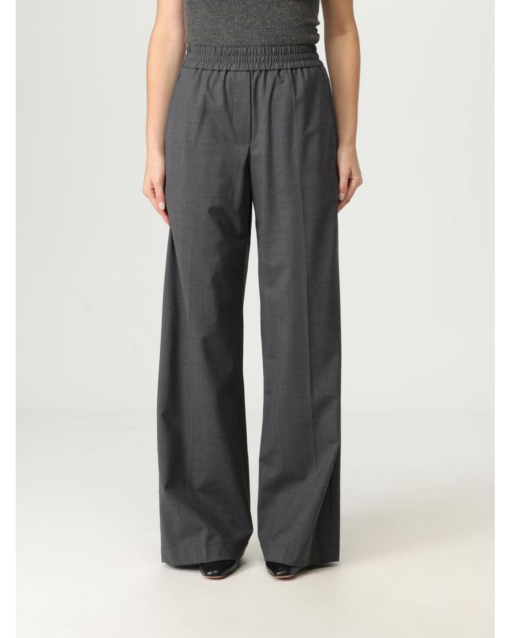 Brunello Cucinelli Gray Stretch Virgin Wool Fluid Trousers