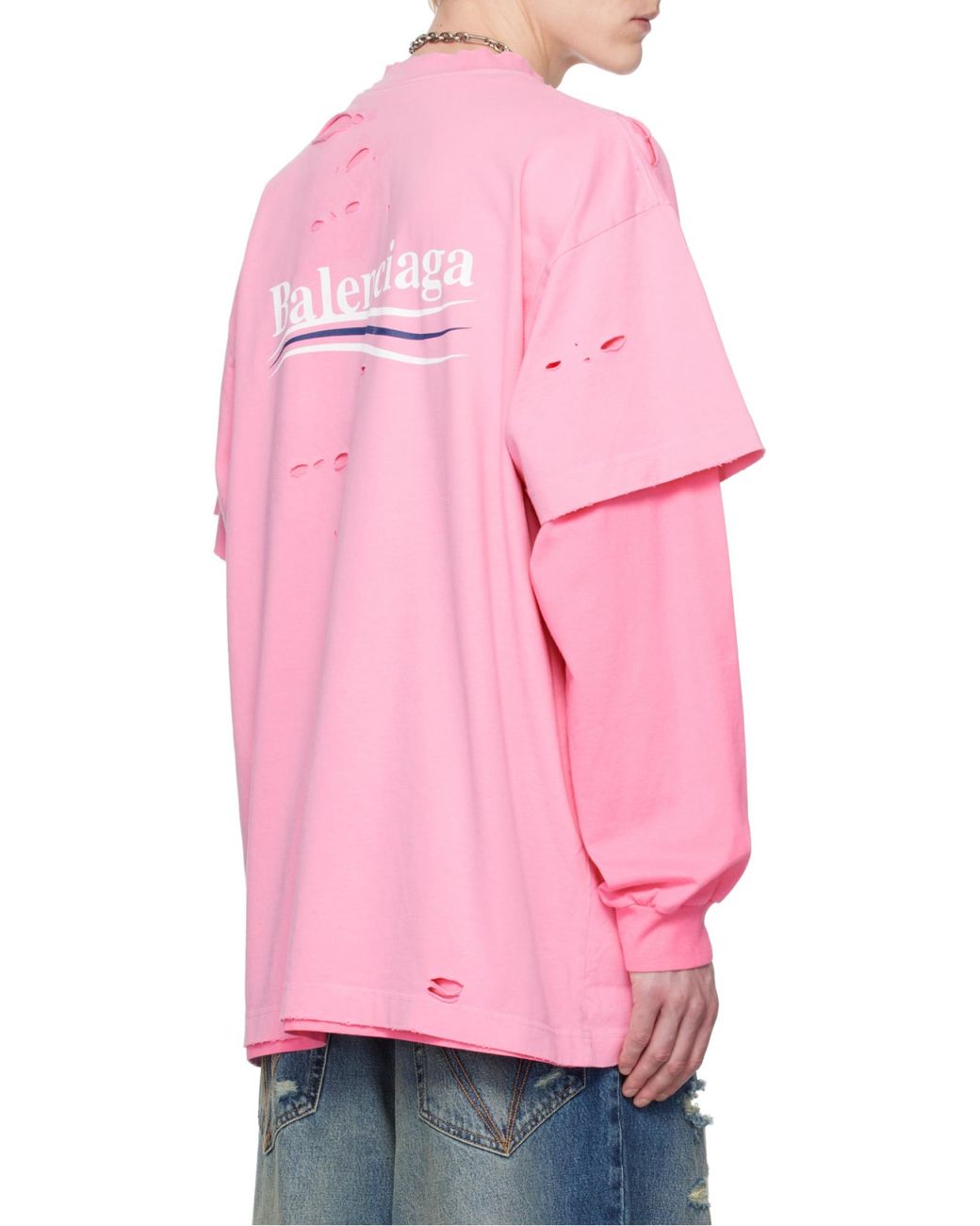 Balenciaga Pink Long Sleeve T-shirt for men