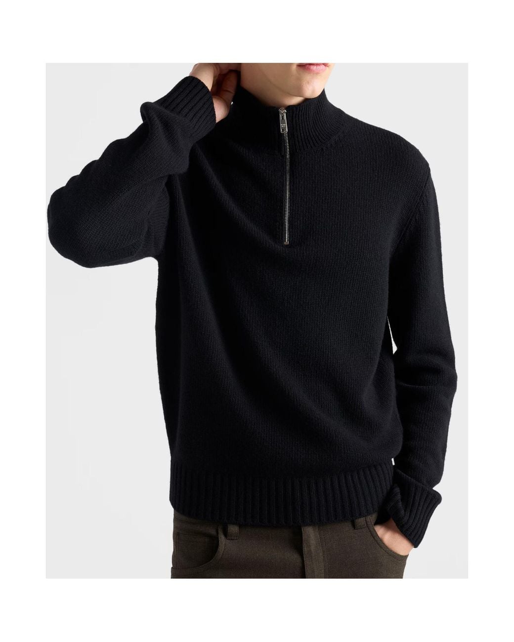 Prada Blue Wool And Cashmere Sweater for men
