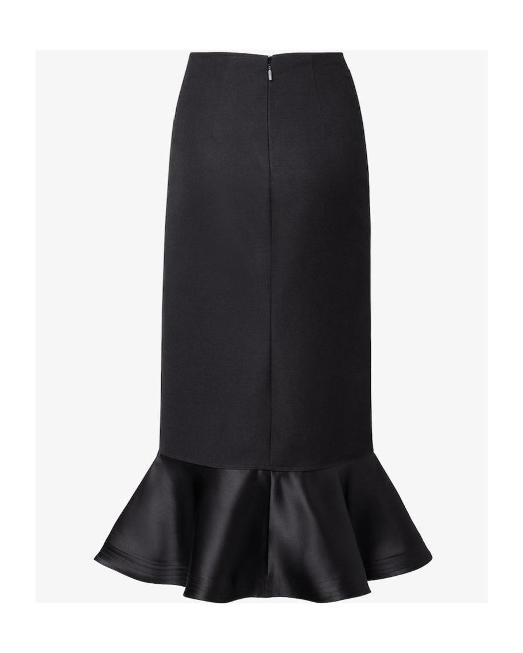 Fendi Black High Waist Peplum-Hem Midi Skirt