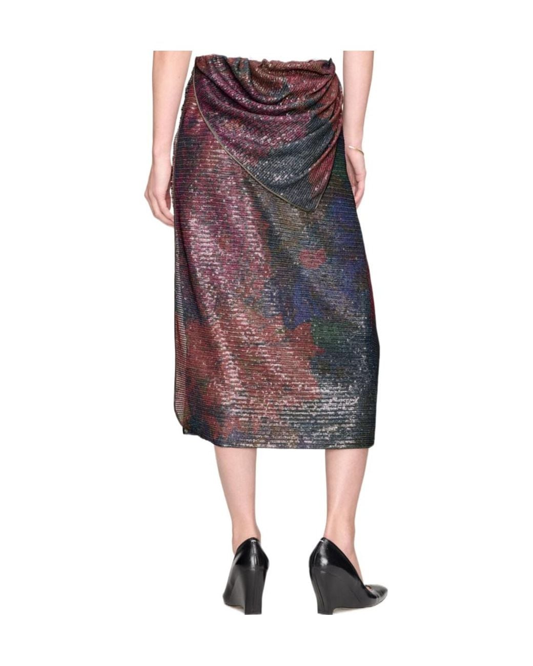 Maison Margiela Purple Draped Sequin Maxi Skirt