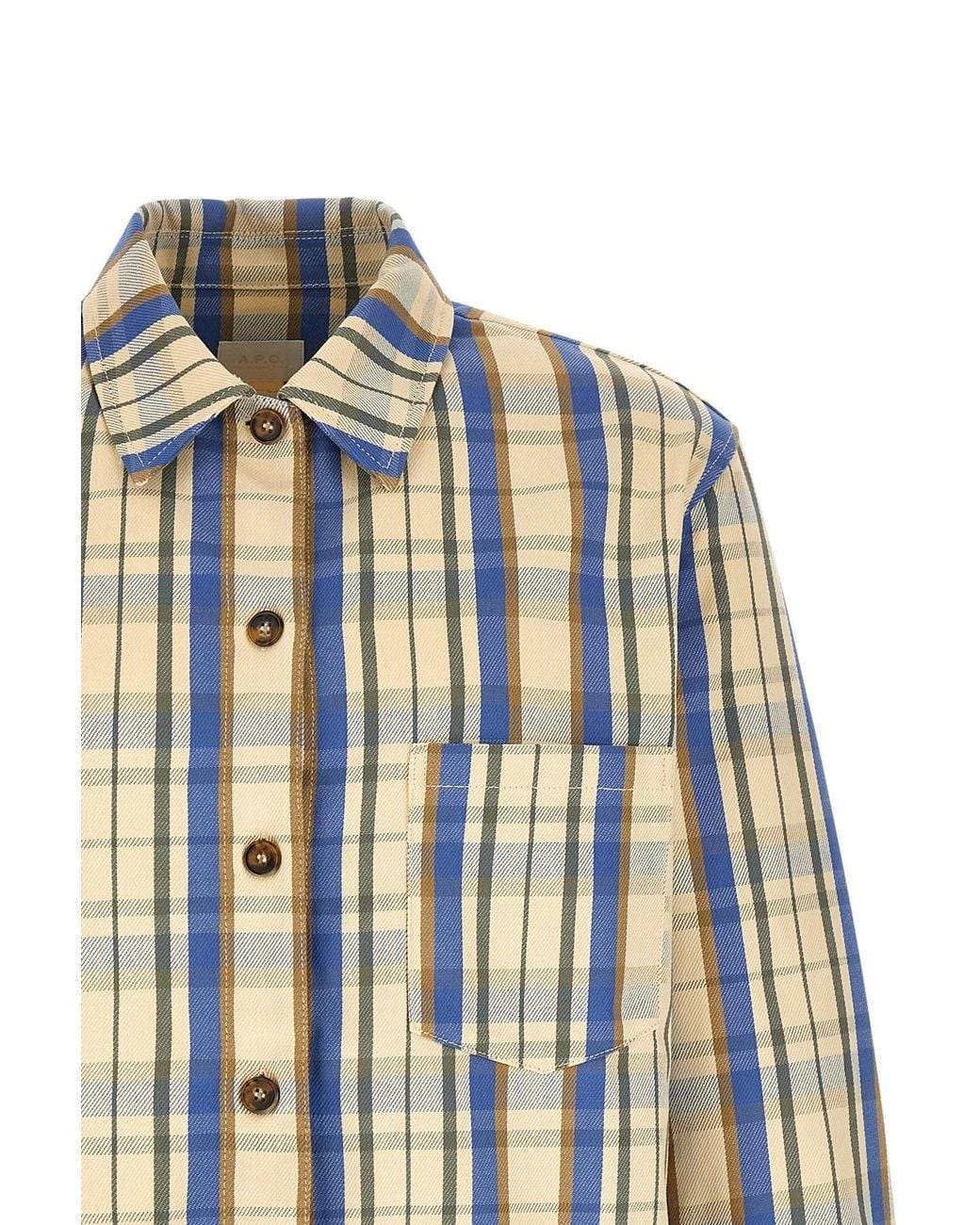 A.P.C. Blue Nathan Checked Overshirt for men
