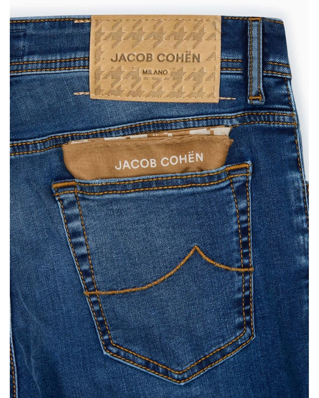 Jacob Cohen Blue Logo-Patch Whiskered Jeans for men
