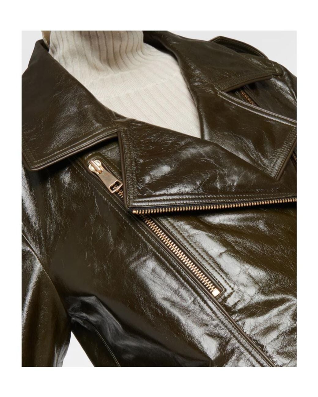 Dorothee Schumacher Black Lapel Long-Sleeved Leather Jacket
