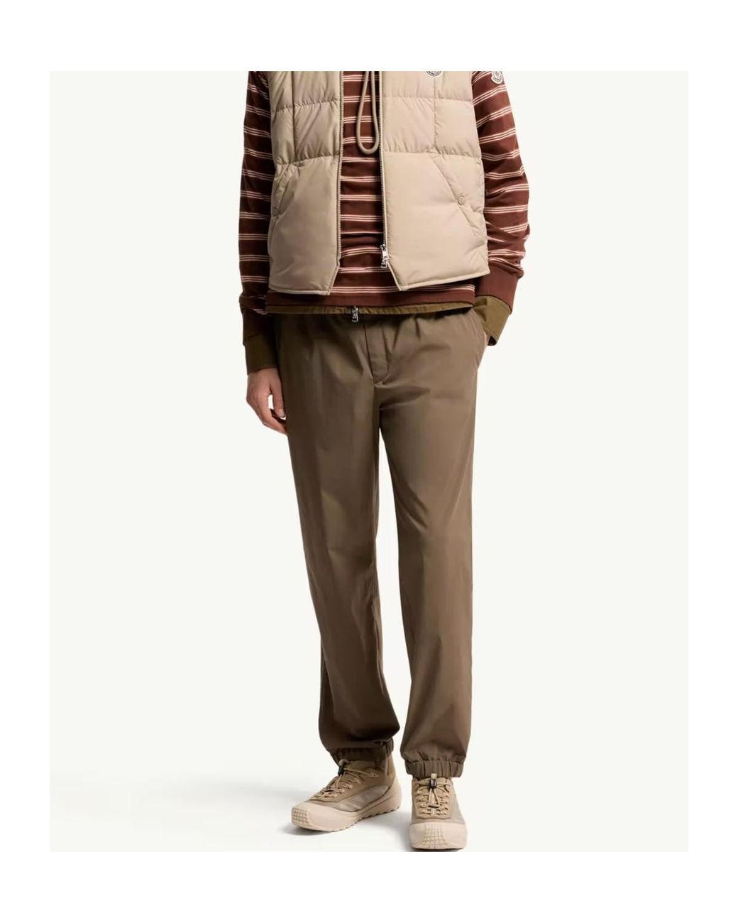 Moncler Natural Striped Stretch Jogging Trousers for men