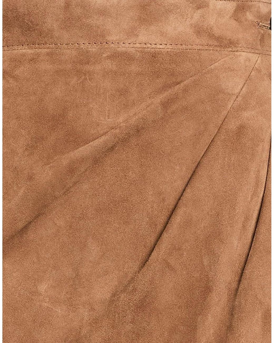 Max Mara Brown Solidcolor Suede Skirt