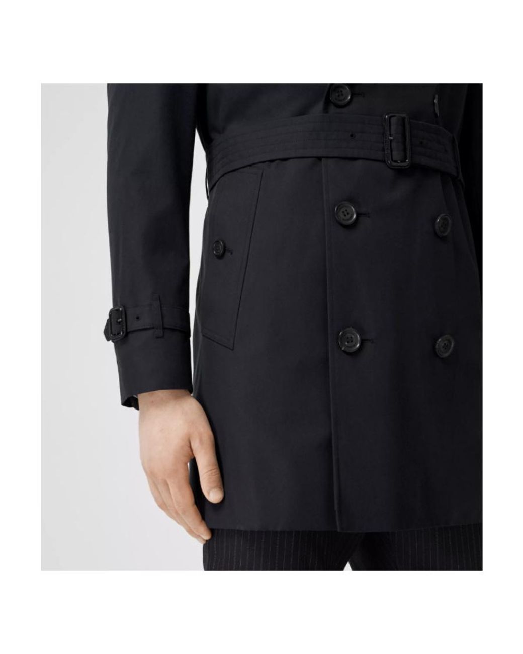 Burberry Black Cotton Gabardine Trench Coat for men