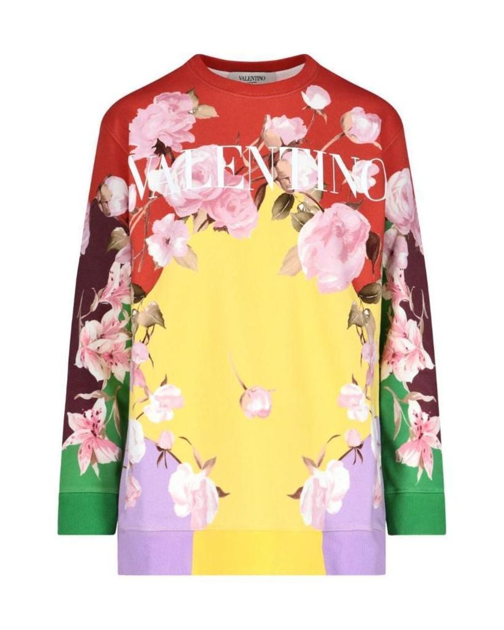 Valentino Multicolor Floral-Print Logo Sweatshirt