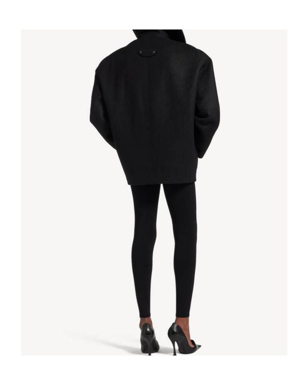 Balenciaga Black Asymmetrical Neck Caban Coat