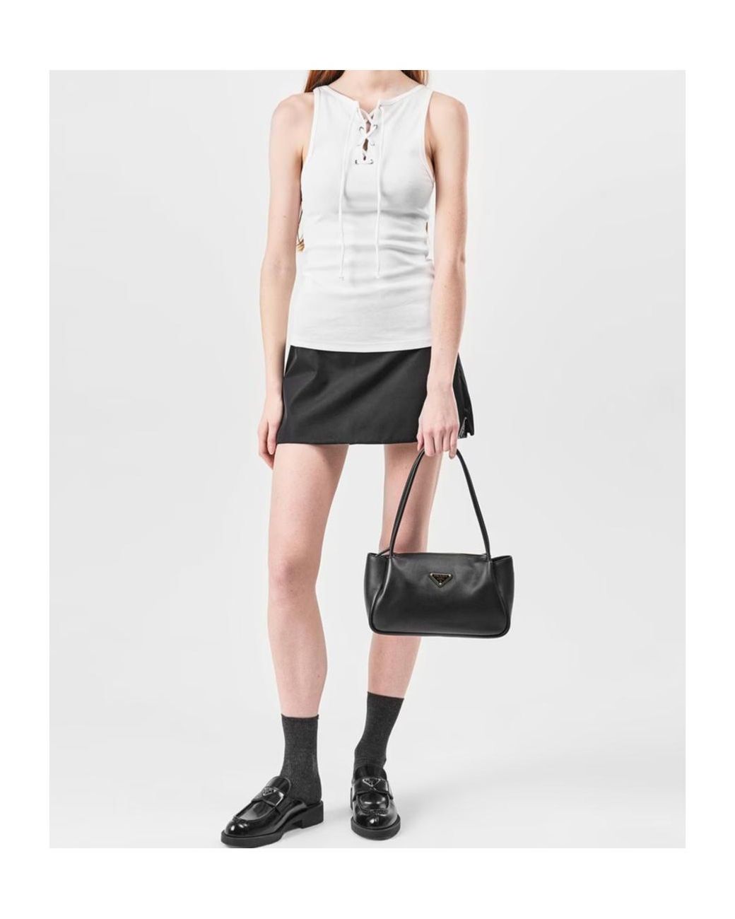 Prada White Tie-Neck Vest