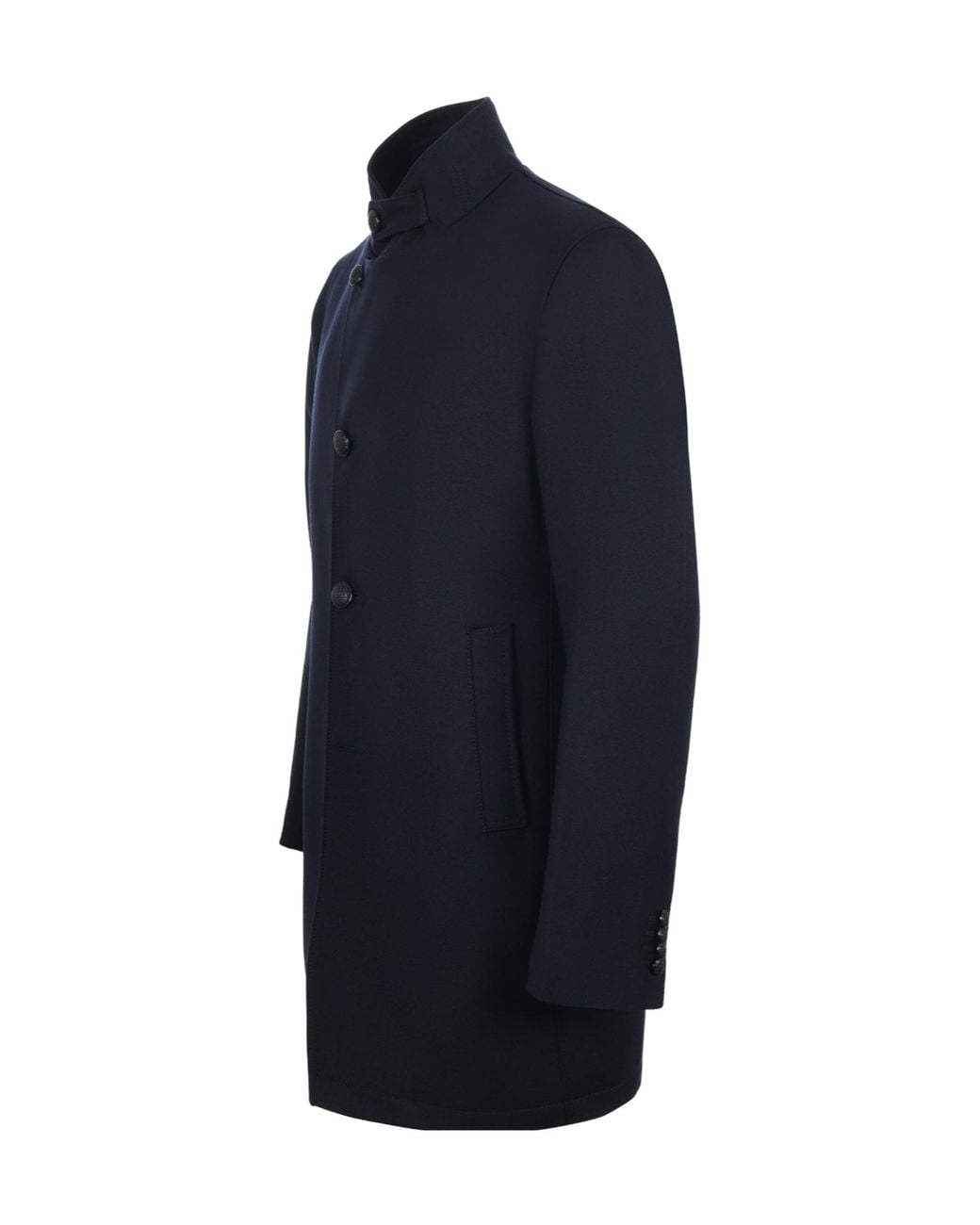 Tagliatore Blue Gordon Stand Collar Coat for men