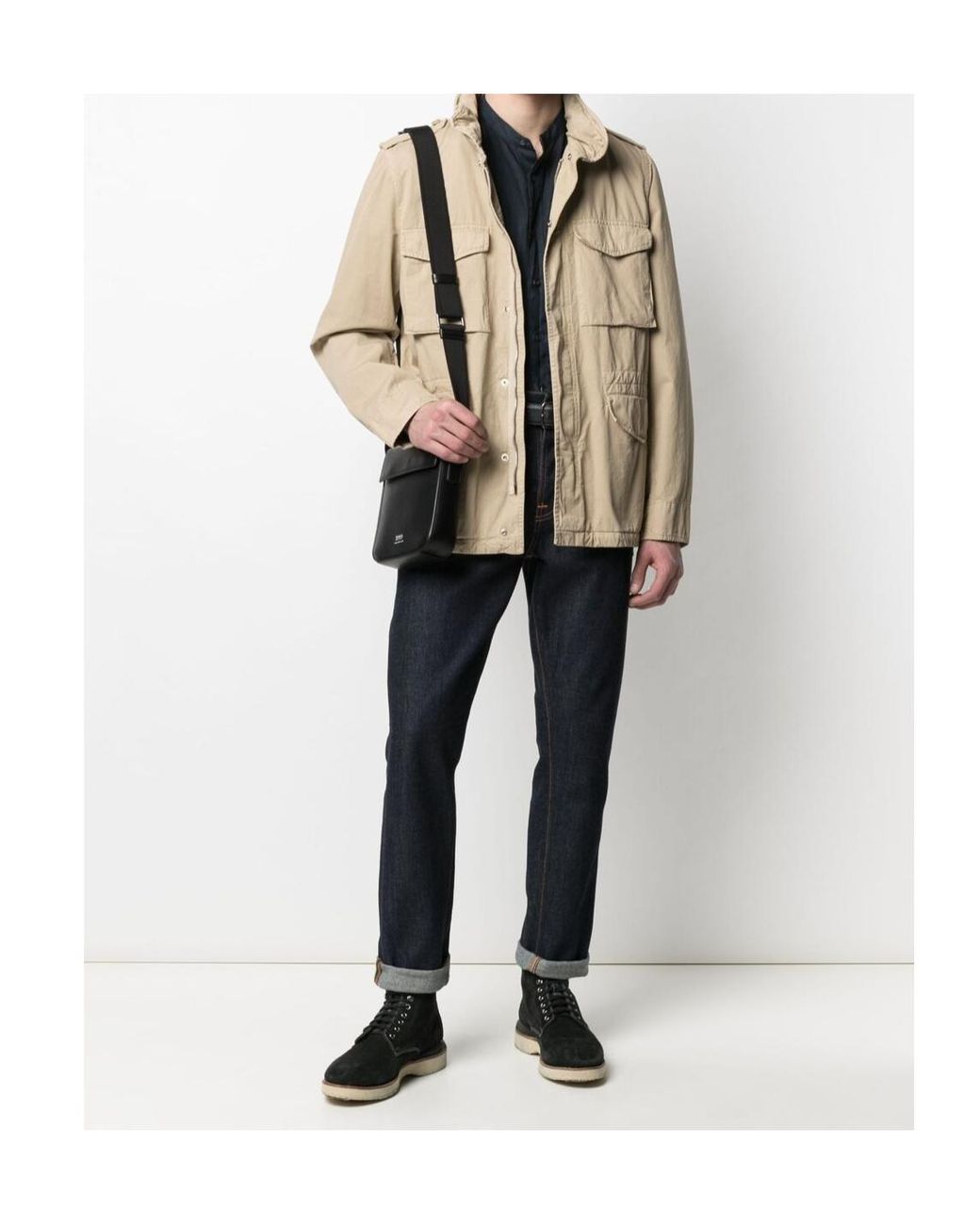 Aspesi Natural Logo Patch Pocket Detailed Jacket for men
