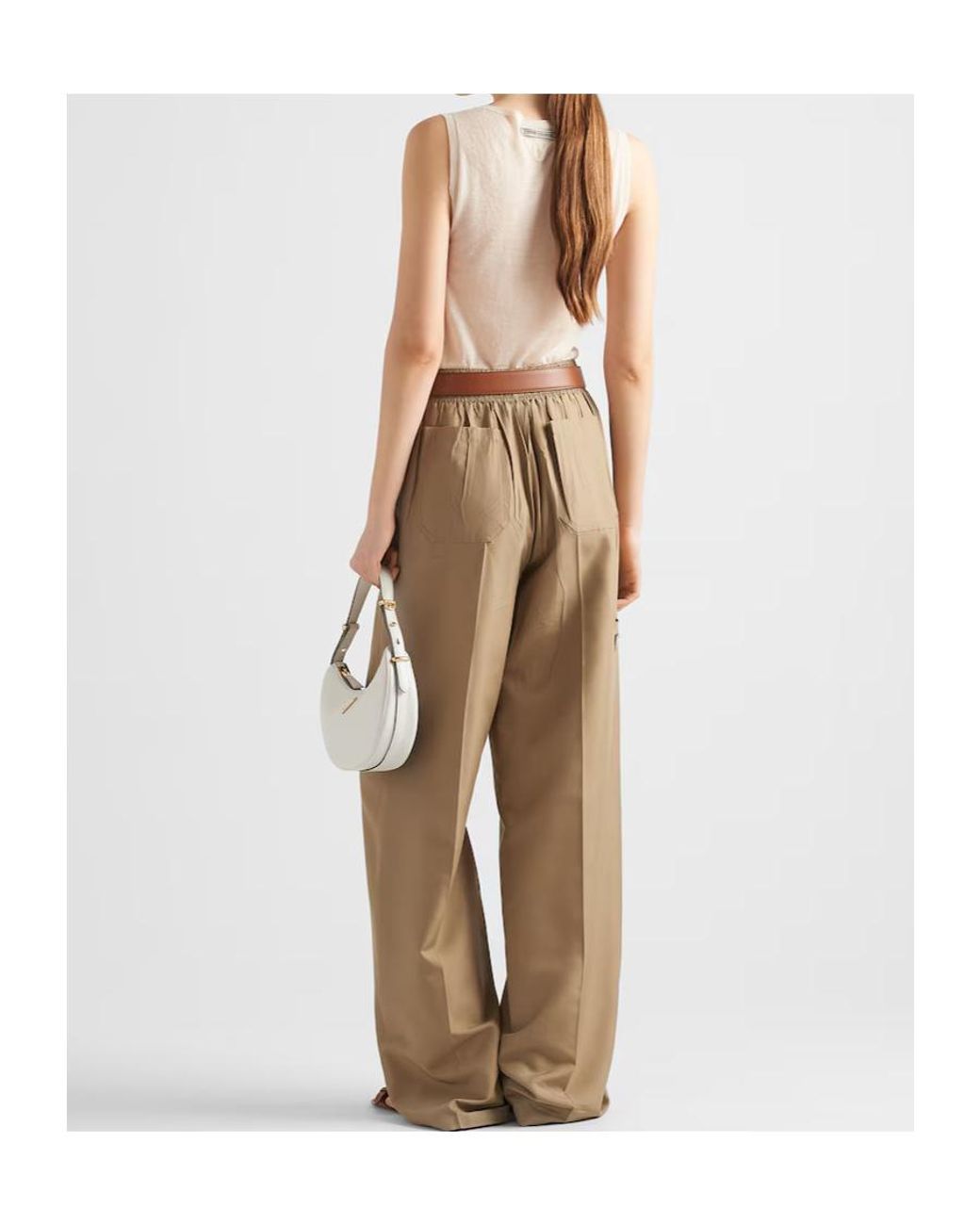 Prada Natural V-Neck Buttoned Tank Top