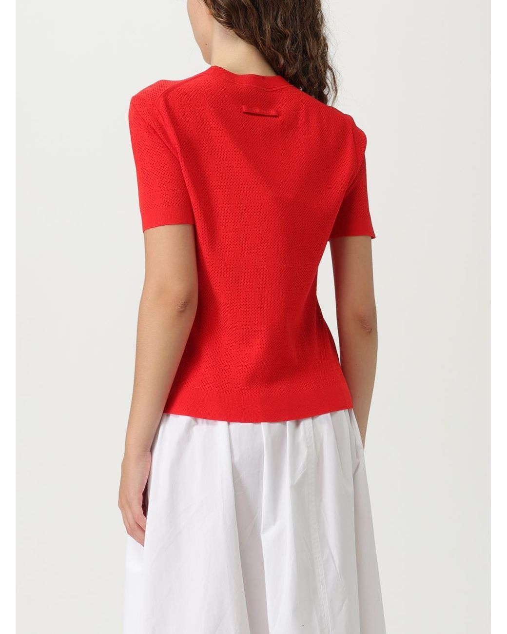 Tory Burch Red T Monogram Jacquard Jumper
