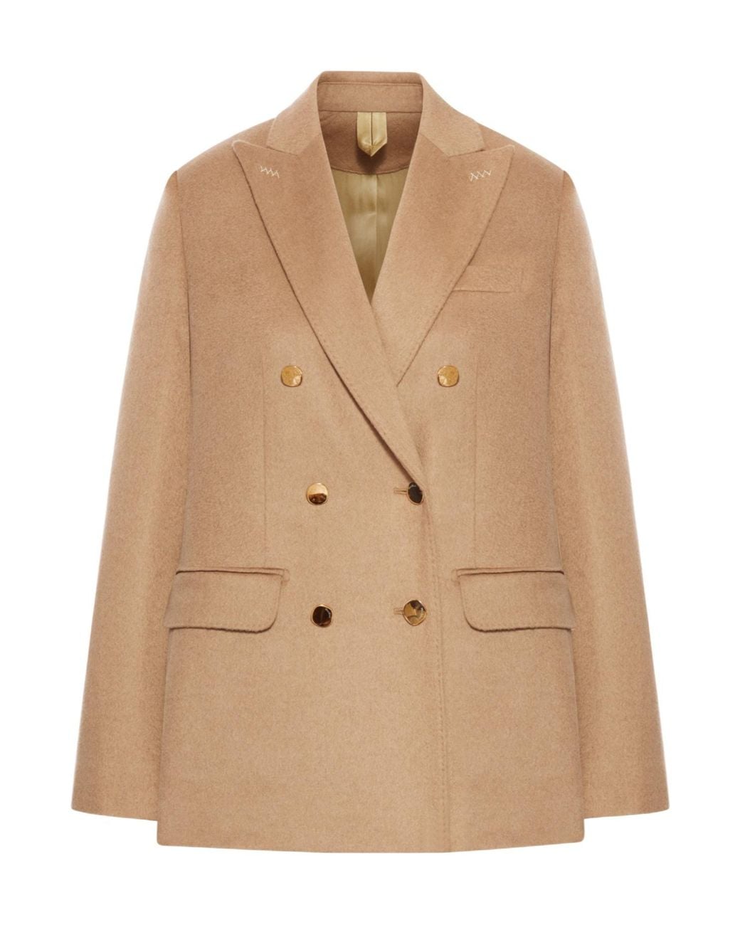 Max Mara Natural Pesche Double-Breasted Long-Sleeved Blazer