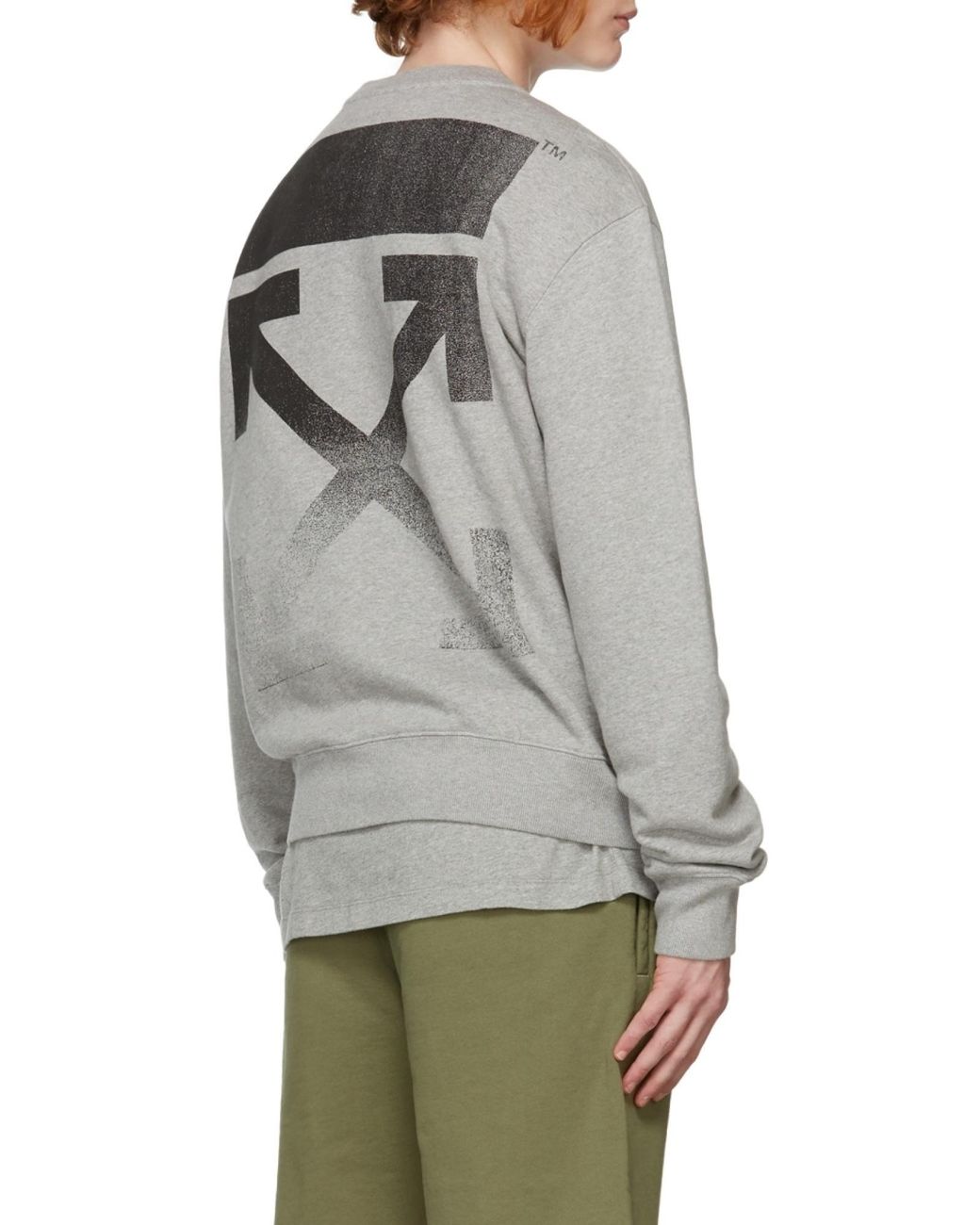 Off-White c/o Virgil Abloh Gray Logo-Print Long-Sleeve Sweatshirt for men