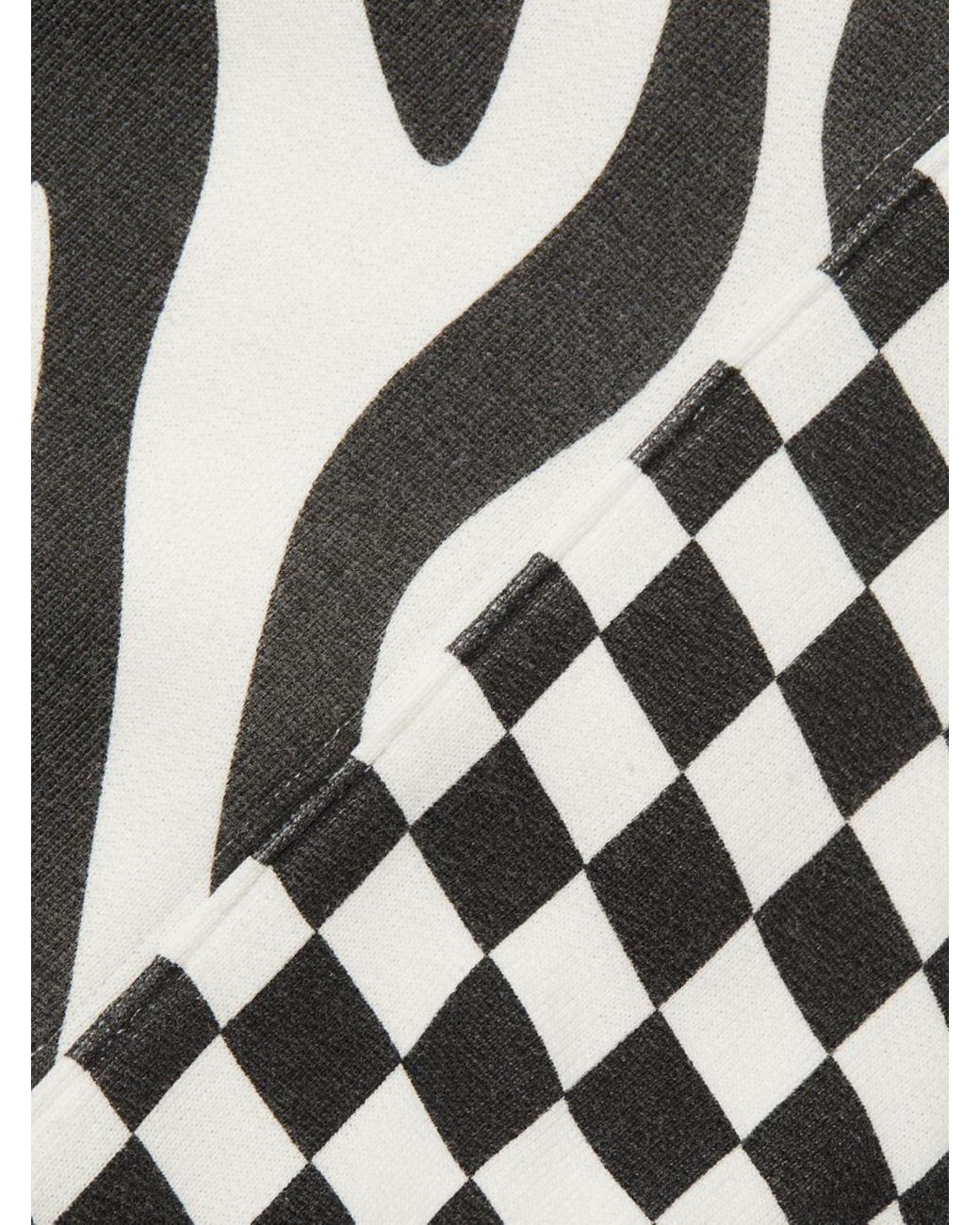 R13 White Tiger Stripe Checkerboard Pattern Sweatshirt