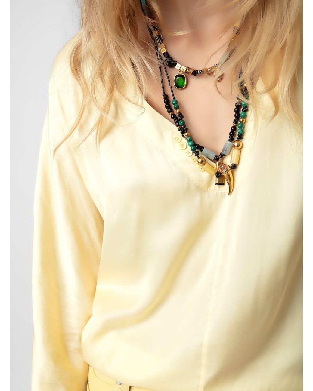 Zadig & Voltaire Natural Tonastir Satin-Finish Blouse