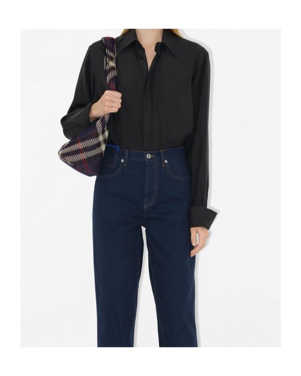 Burberry Blue Small Check Shoulder Bag