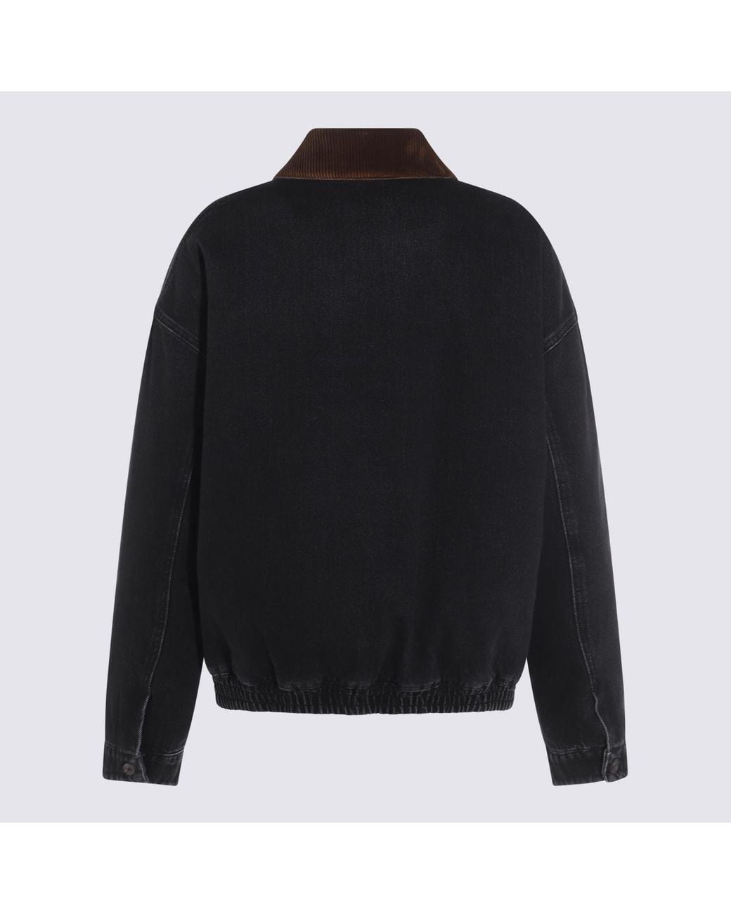 Miu Miu Black Logo-Patch Zipped Denim Padded Jacket