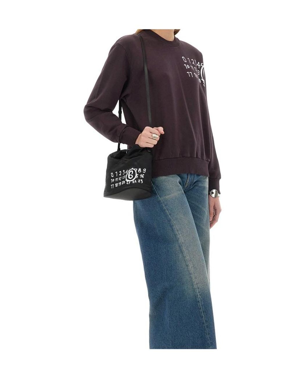MM6 by Maison Margiela Blue Logo Printed Crewneck Sweatshirt