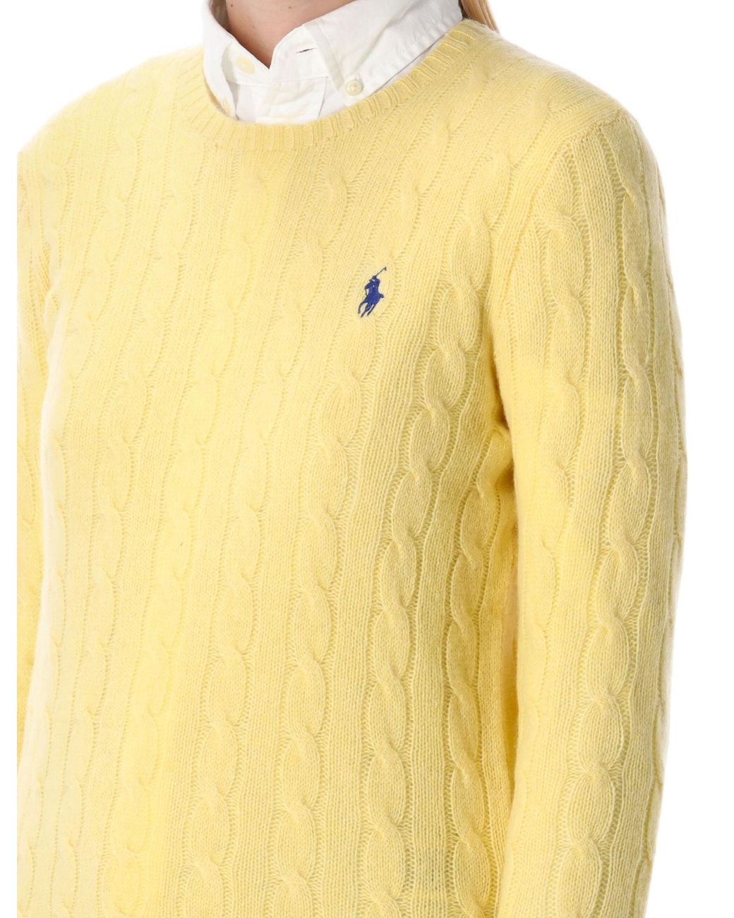 Polo Ralph Lauren Yellow Julianna Polo Pony Cable Knit Jumper