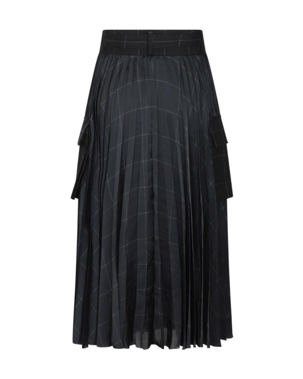 Sacai Black Windowpane Satin Skirt