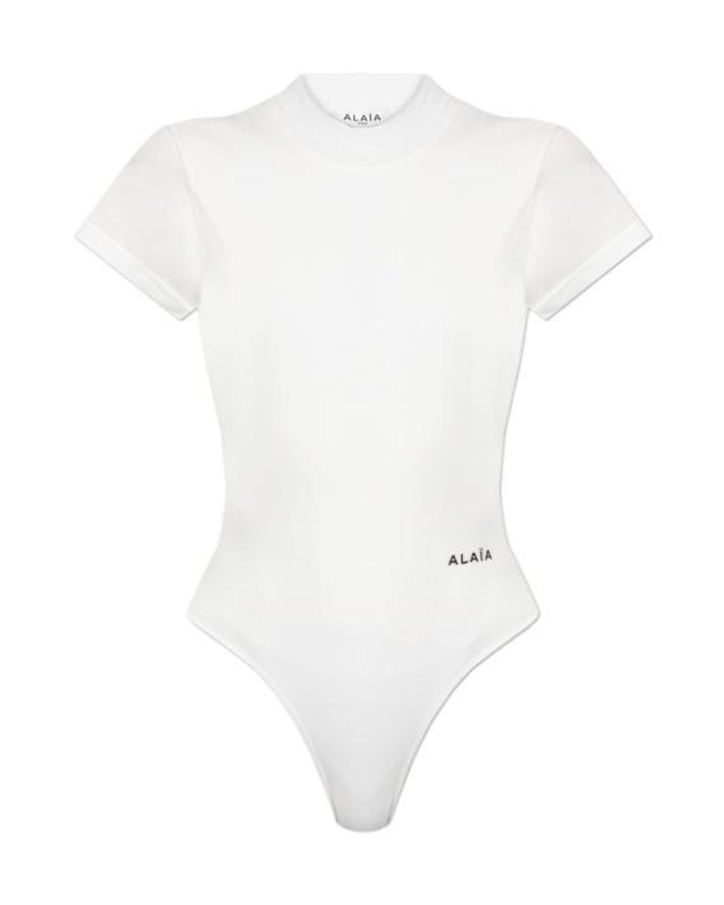 Alaïa White Alaïa Logo Embroidered Jersey Bodysuit