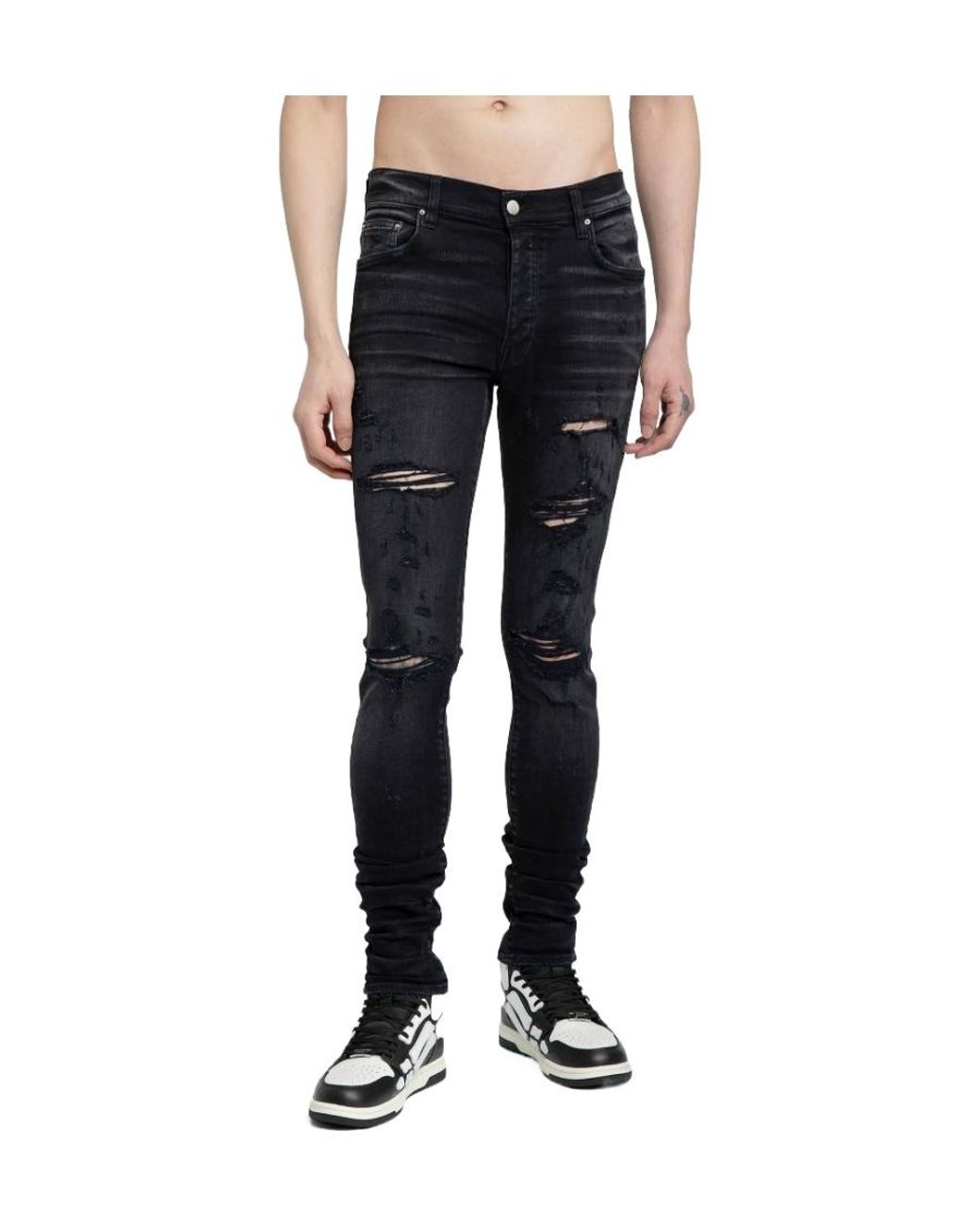 Amiri Black Distressed Skinny Jeans for men