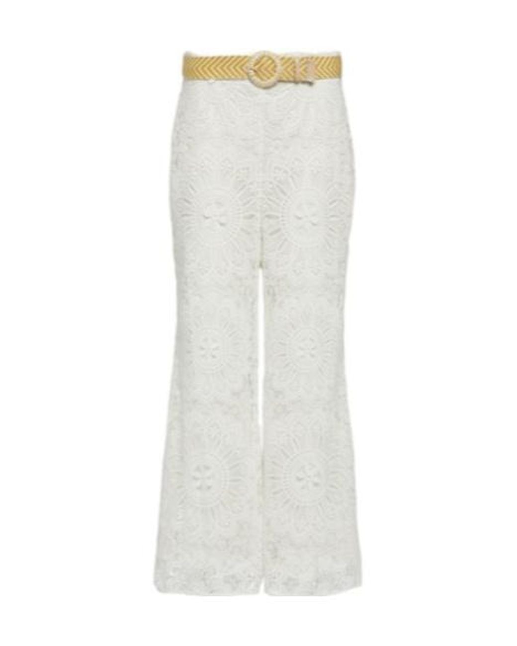 Zimmermann White High-Rise Guipure Lace Pants