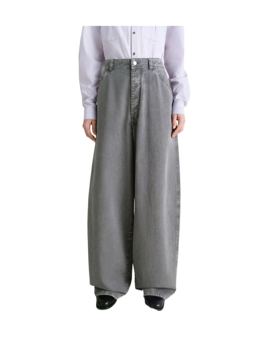 Lemaire Gray Snow-Wash Tapered Trousers