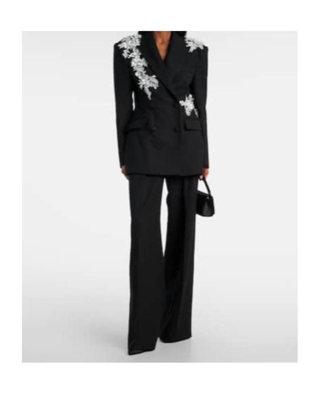Rebecca Vallance Black Danna Floral-Appliqué Blazer