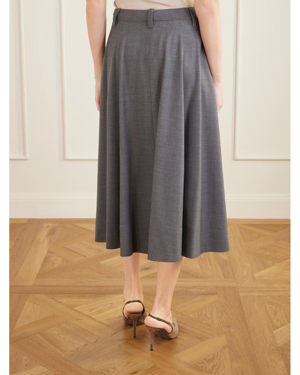 Brunello Cucinelli Gray Pleated Skirt