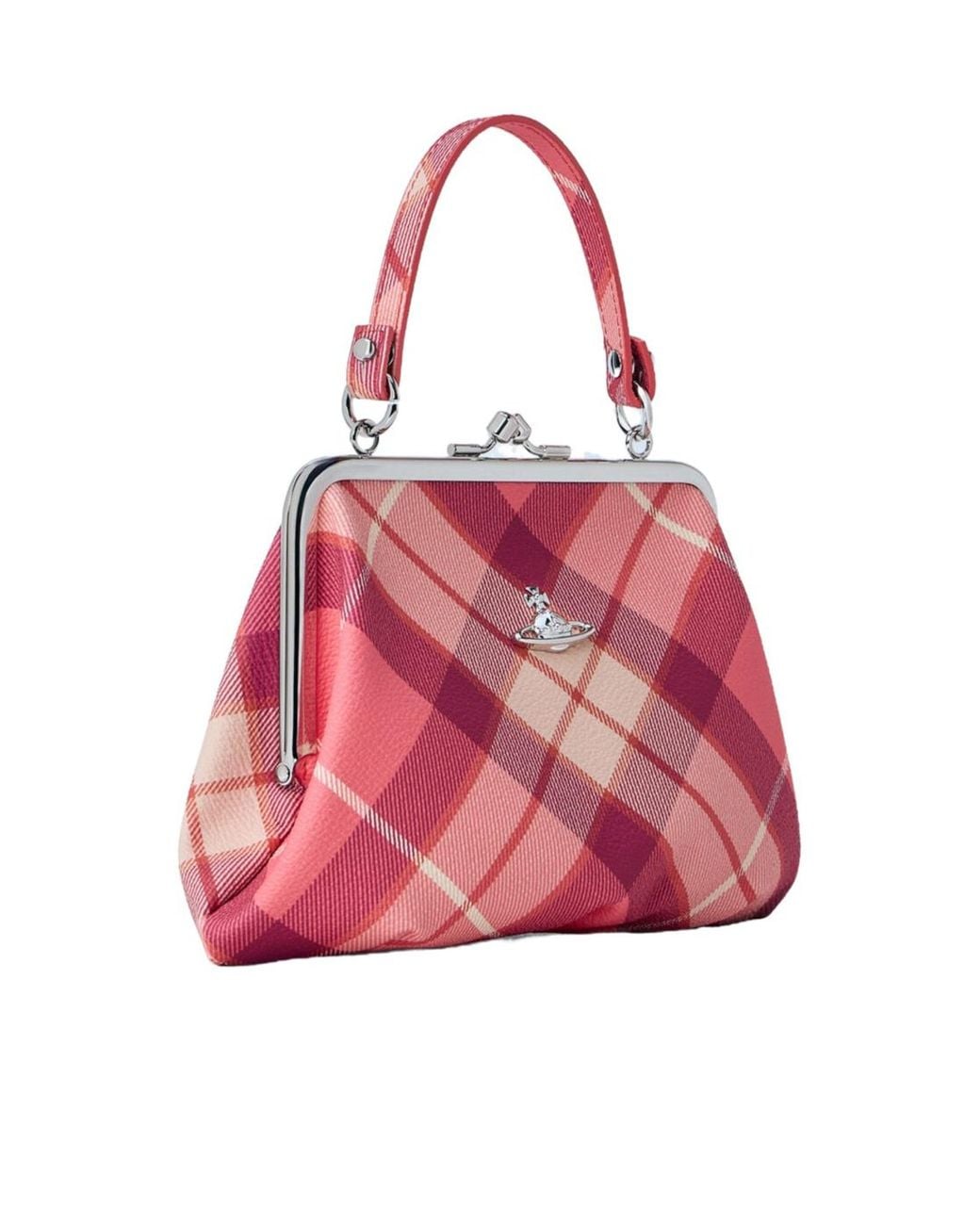 Vivienne Westwood Pink Granny Frame Check Shoulder Bag