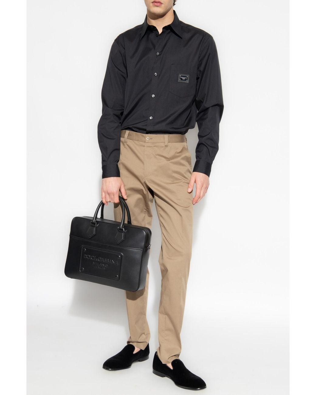 Dolce & Gabbana Natural Mid-Rise Chino Trousers for men