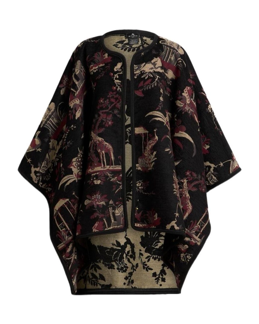 Etro Black Jacquard Pattern Cape