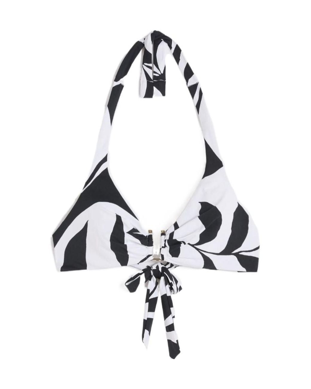 Max Mara White Avena Floral Knot Bikini Top