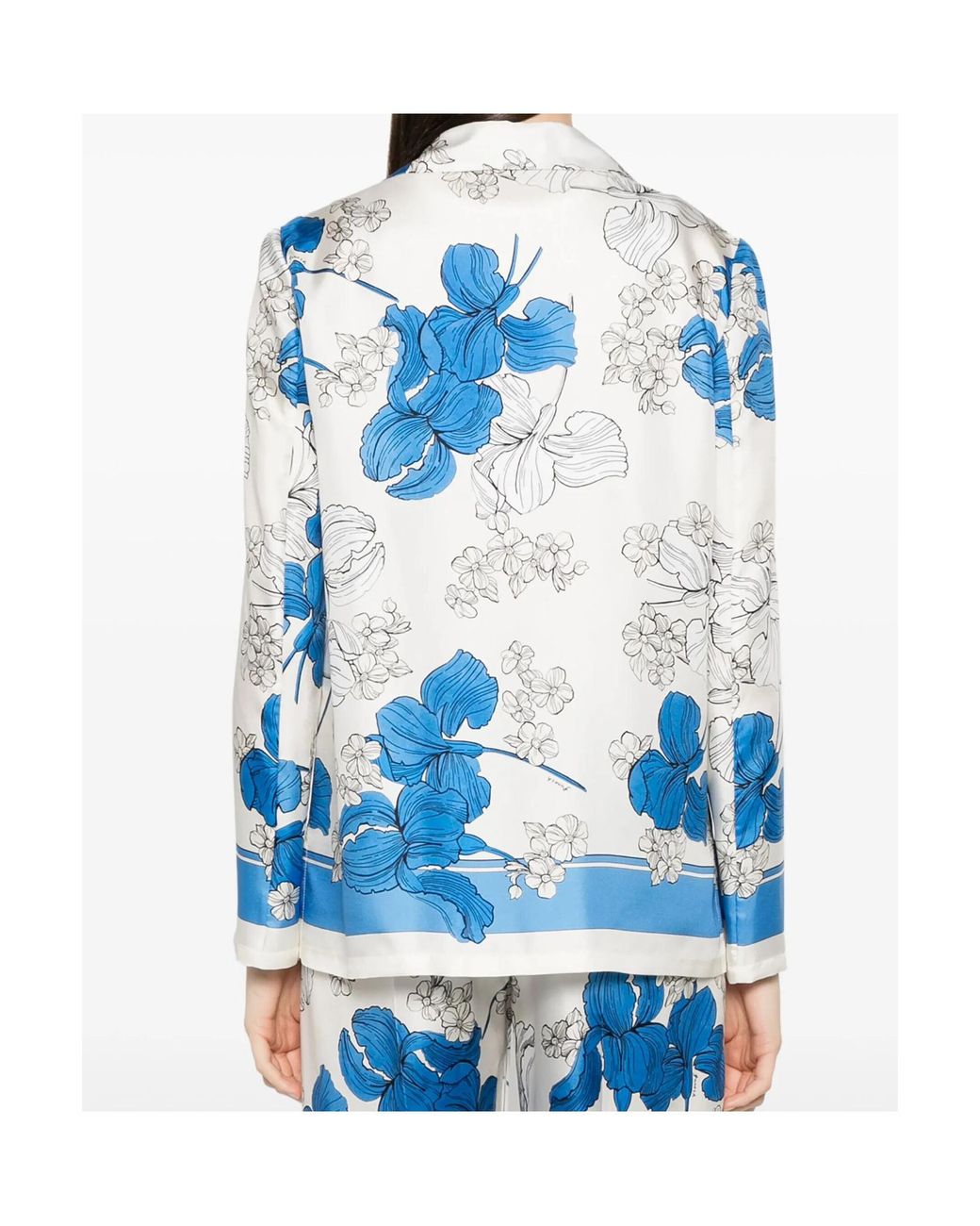 P.A.R.O.S.H. Blue P.A.R.O..H. Floral Print Collared Jacket