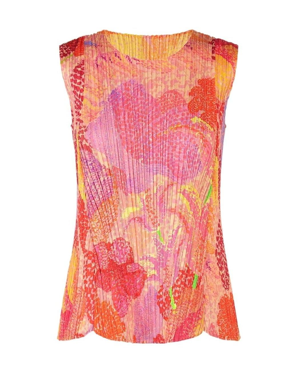 Pleats Please Issey Miyake Pink Pleats Please Issey Miyake V-Neck Pleated Foggy Top