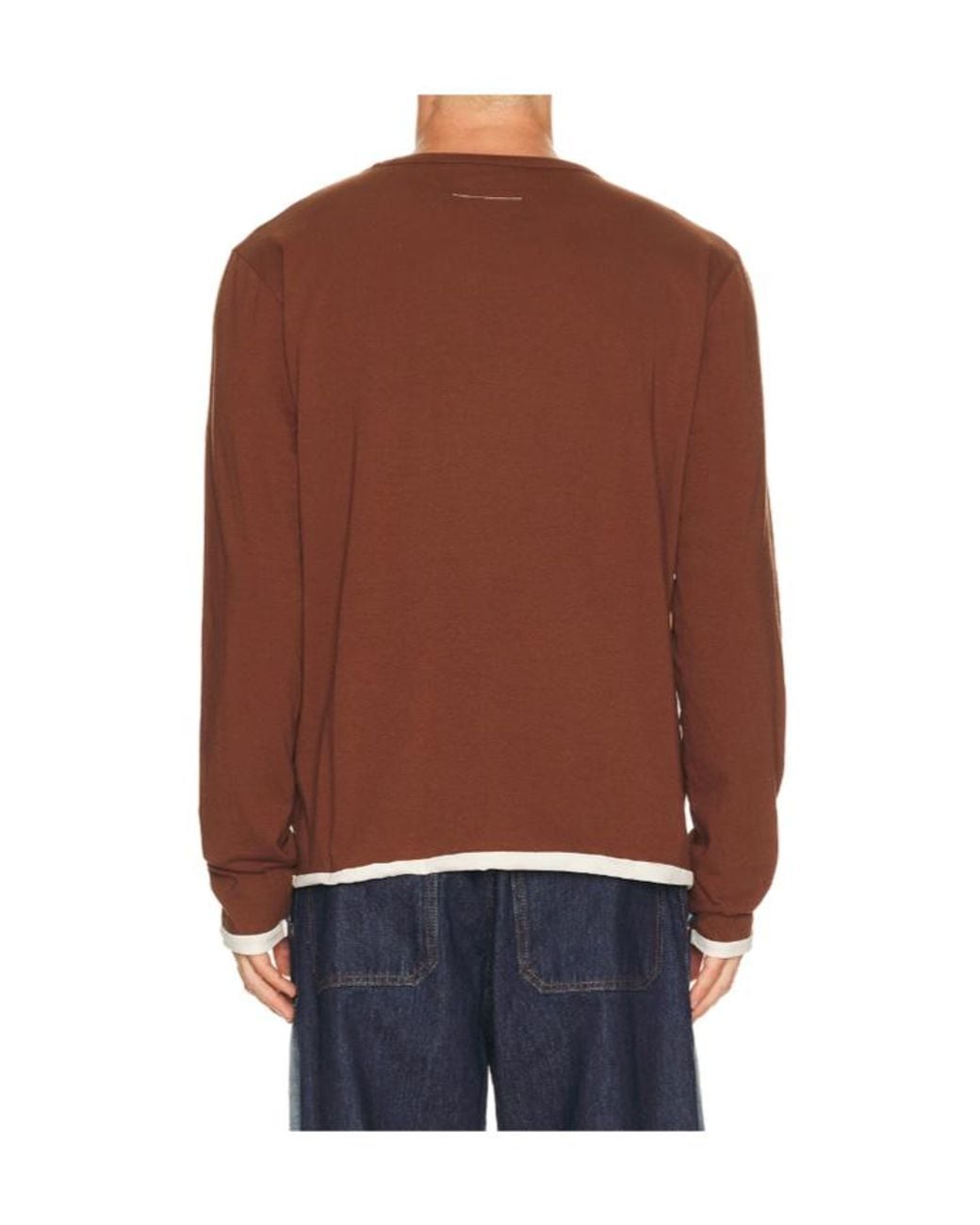 MM6 by Maison Margiela Brown Long Sleeve Crewneck T-Shirt for men