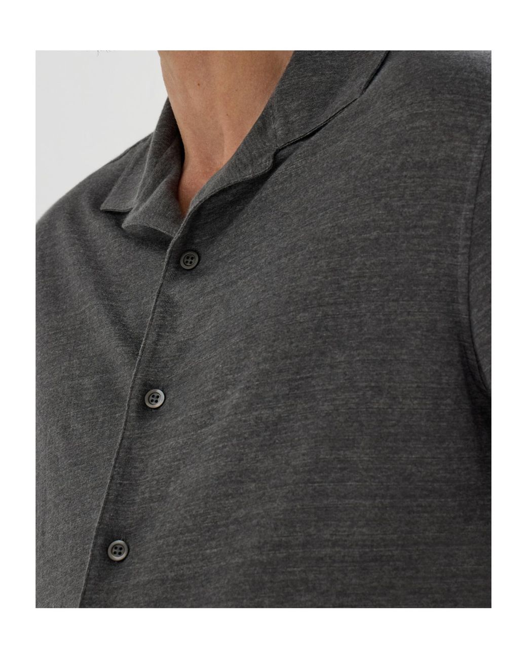 Brunello Cucinelli Gray Camp Collar Short Sleeve Shirt for men